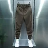 Мужские брюки, мужские повседневные эластичные пуговицы на талии, длинные карманы, однотонные застежки на манжетах с лентой, теннисные брюки в спортивном стиле