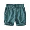 Shorts pour hommes été mince respirant droit pour la plage pantalons décontractés jeunesse coupe ample coton et lin demi-longueur