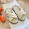 Designer Women Cross Handduk Drag Platform Slipers Sandal Lost in Echos Lady Cotton Thick-Soled Soffa Sliders Luxury Fashionable Comant Soft Bread Slipper