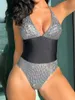 Dames Badmode Sexy V-hals Halter Plaid Hoge beenuitsnijding Dames Eendelig badpak Vrouwelijke rugloze Monokini-bader Badpak Zwemmen K5082