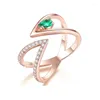 Anéis de cluster moda criativa pontiaguda sentir dedo v forma micro cristal pavimentado anel de abertura feminino jóias de casamento presentes