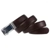 Belts 2024 Men's Leather Belt Two Layers Of Cowhide Automatic Buckle Korean Version Business