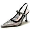 Sandali di marca di moda strass donne pompe sexy trasparente in PVC slingback tacchi alti scarpe estate signore partito scarpe di cristallo J240126