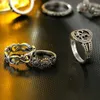 Band Rings Hej Man 9st/Set Spanish Mysterious Mixed Fatis Palm Star Sunflower Elephant Crown Ring Women Vintage Texture Bankettsmycken 240125