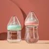 Oberni Baby Glass Bottle 120ml150mlBorosilicate Material Infant Milk Drinking Feeding bottle set different color combinations 240125