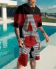 Men's Tracksuits Summer Sets T Shirt and Shorts Fashion Digital Printing Beach Wear Tow-piece Casual Clothes