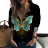 Blusas de mujer Tendencia de moda Camisas de mujer Mariposa Impreso en 3D Estilo hermoso Primavera y otoño