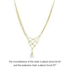 Chains Metal Woven Mesh Pearl Necklace Ins Net Red Simple Female Sweater Chain Campus Clavicle Accessories