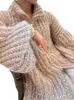 Women's Knits Elegant Sequin Sweater Women Fashion Lurex Long Sleeve Loose Female Zipper Knit Cardigan 2024 Autumn Streetwear Lady Coat