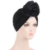 Abbigliamento etnico Donna Grande Fiore Turbante Musulmano Avvolgere la testa Hijab Sonno Notte Cappello Chemio Cap Berretti elastici Femme Bandana Copricapo Mujer