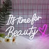 LED Neon Sign It's Time For Beauty Neon Sign LED Lights Lash Room Decoration Wall Art Neon Light Beauty Lash Salon Studio Wall Decor Signboard YQ240126