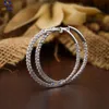 Boucle d'oreille ronde en diamant taille brillant 0.912 Tdw, cerceau en or blanc 18 carats, bijoux en diamant Hpht/cvd