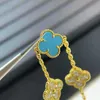 Original 1to1 Van C-A Four Leaf New Grass Turquoise Inter Diamond Five Flower Bracelet S925 Sterling Silver High Edition Light Luxury Grade Feel HandicraftNLQQ