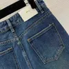 Diseñador mujer jeans ropa damas moda cintura alta pierna ancha recta vaquero decorado con logo de letra pantalones de ocio de calidad 26 de enero