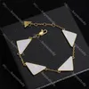 Four Triangular Designer Charm Bracelets Letter Engraving Bracelet Women Gold Chain Bracelet With Box