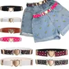 Belts 1Pc Fashion Girls Elastic Heart Buckle Stretch Waist Belt Adjustable Leather Uniform For Teen Kids JeansDresses