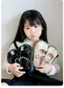 Children Leather Shoes for Girl Glossy Simple School Versatile Shoes Kid Non-slip Thick Soled Fashion Black Bear Shoes 240118