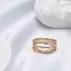 Band Rings Wbmqda Unique 585 Rose Gold Color Geometric Line Zircon Ring For Women Modern Creative Design New Fashion Jewelry 2023 Trending 240125