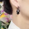 Stud 2024New Fashion Trend Unique Design Elegant Delicate Black Zircon Earrings Women Jewelry Wedding Party Premium Gifts Wholesale Q240125