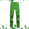 Calças masculinas Mens St. Patrick's Day Terno Estilo Festivo Todo Impresso Quatro Folhas Sportswear Calças Jogging Streetwear