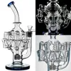 Heady Glass Bongs 스테레오 매트릭스 Perc Hoockahs Recycler Water Pipe Bubblers 두꺼운 흡연 파이프 석유 굴착 장치 14mm 관절이있는 아이스 포수 액세서리