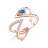 Anéis de cluster moda criativa pontiaguda sentir dedo v forma micro cristal pavimentado anel de abertura feminino jóias de casamento presentes