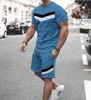 Męskie dresy nowe trend 3d print 2 szt. Koszulki Man T-shirt Suit Sports Suit Summer Men's Tracksuit Casual Beach Vacation HARAJUKU Ubrania męskie T240126