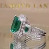 Anelli a fascia Verde Cubic Glass Filledia Anello da donna Anello di lusso per matrimonio Festa di fidanzamento Anello regalo di anniversario 2022 Nuovi gioielli per le donne 240125