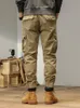 Брюки-карго с несколькими карманами, весенне-летние мужские брюки-карго, уличная одежда, узкие рабочие брюки на молнии, хлопковые повседневные тактические брюки 240122