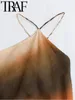 カジュアルドレスファン2024女性ファッション薄いネクタイの染料プリントホルタードレススリムノースリーブバックレスミディロング女性Y2K