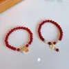 ارتباط أساور ٢٠٢٤ دراغون سنة سوار أنثى تقليد أحمر العقيق الكريستال الصيني Zodiac Jewelry Bracciale portafortive