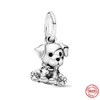 Populaire 925 pendentif en argent sterling perles de coeur brillant chien de tournesol pour les femmes charme ajustement original pan dora bracelet collier de luxe bijoux de créateur cadeaux