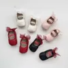 Scarpe da principessa per bambina Primi passi Primavera Autunno Stile balletto coreano Edizione rosa Fiocco Fondo morbido Pelle alla moda antiscivolo