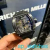 RichardMill Relógios de luxo RM030 Relógio de pulso Samurai totalmente preto masculino Relógio mecânico automático 42 * 50mm FUN QRC0