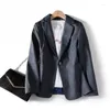Garnitury damskie S-3xl Kobiet Blazer Jacket Plaid Slim Spring Autumn Casual Office Prace plus rozmiar ciemnoniebieski szary