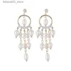 Stud New Fashion Trend Unikalny projekt Elegancki delikatny Pearl Tassel Kolczyki Kobiety Wysokie biżuterię Prezenty urodzinowe Prezenty Hurtowe Q240125