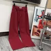 23 Зимние красные джинсовые широкие брюки с высокой талией Mi * Fallen Letter с вышивкой