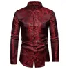 Men's Casual Shirts Chemises décontractées pour hommes, soie rouge comme robe en Satin, col Mandarin, coupe cintrée, chemise de smoking pour hommes, fête de mariage, bal de promo, Dr Otn94