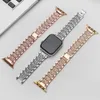 For Apple Watch Band 38mm 40mm 41mm Series 9 8 7 6 5 4 3 2 1 SE Ultra for Women Bling Replacement iWatch Bracelet Sparkle Diamond Stainless Steel Wristband Strap