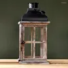 Castiçais retro luzes de madeira castiçal artesanato suporte casa decoração barra lanterna titular decorativo