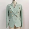 Ternos femininos high street est 2024 designer jaqueta clássico botões de metal duplo breasted tweed blazer hortelã verde