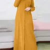 Ethnische Kleidung Ramadan Frauen Eid Muslim Kleid Modest Taschen Marokko Party Kleider Dubai Einreiher Knopf Vestidos Lange Robe Abaya