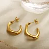 Boucles d'oreilles JINHUI Texture de météorite en relief irrégulière en forme de C Design minimaliste en acier inoxydable mode esthétique femmes bijoux