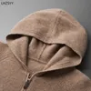 Lhzsyy Men's Pure Cachemire Capin à capuche Automne / Hiver Zipe de tricot Hipte