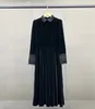 Long Dress Runway Dresses European Designer Luxury New Heavy Industry Embroidered Velvet Black Dress