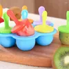 Baking Moulds Cavities Silicone Baby Food Container Ice Cream Popsicle Molds With Colorful Sticks Bar Dessert Jelly Maker