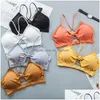 Yoga Outfit 2024 Y Lingerie Seamless Back Hollow Backless Strapless Sport Bra For Women Push Up Bralette Brassiere Underwear Bandeau Dhrhe