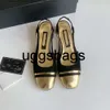 Chanells Shoe Chanelity Toe Vintage Block Heels Cap Sandal Slingback For Women Gold Silver Suede Two 2tone Beige Black Heel Pumps Party Dress Shoes Mary Jane Inter Inter