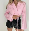 Costumes pour femmes Sexy Court Crop Top Blazers Femmes Indie Couleurs Solides Bandage sans bouton Cottagecore Costume 2024 Printemps Automne Mode Blazer