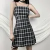 Casual Dresses Women's Dress Short College Style Plaid French Fashion Retro Waist Slim Fit Hip Gothic Y2k Sling Skirt Street